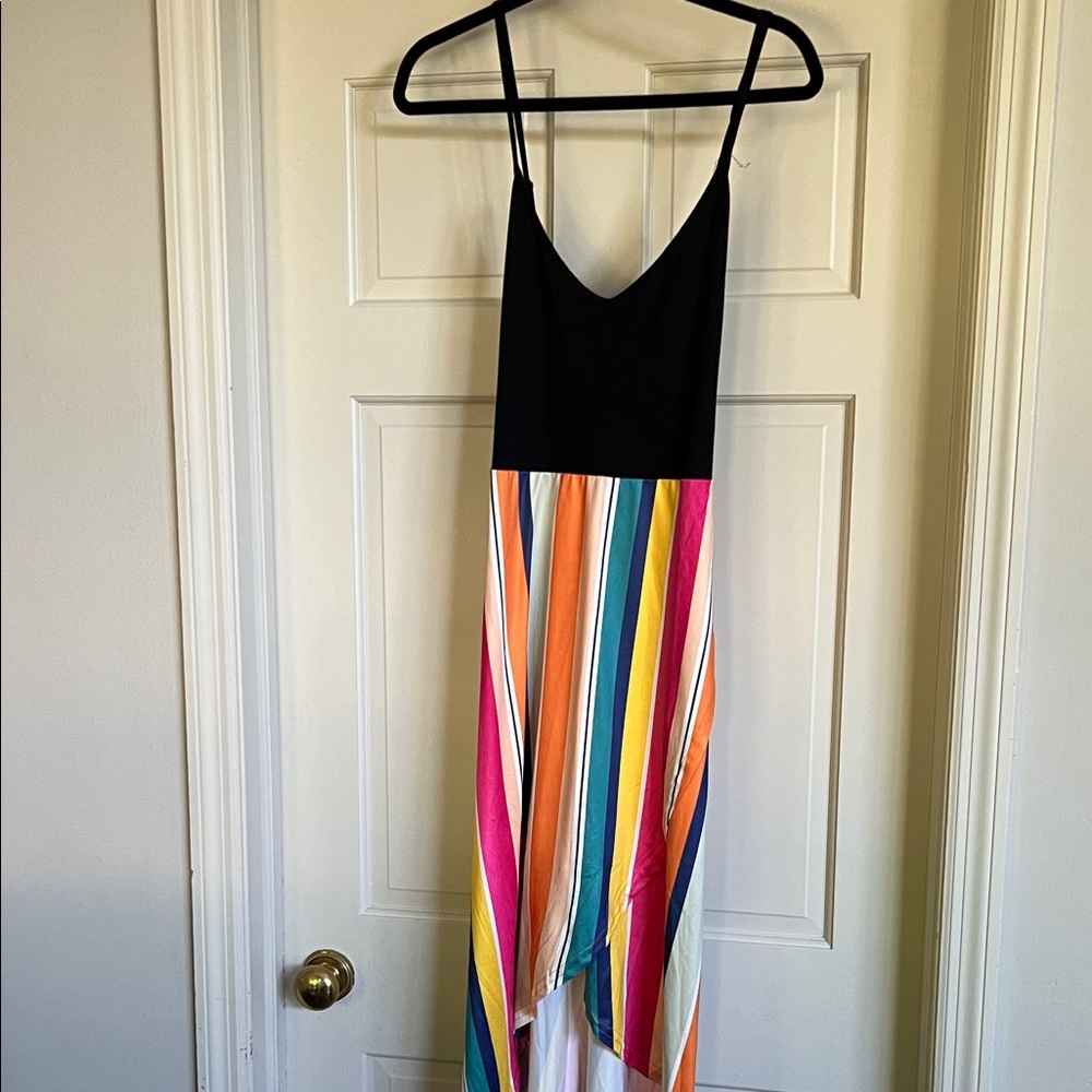 Colorful Striped High Low Dress